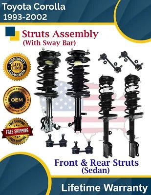 Puntales delanteros y traseros originales con barra estabilizadora para Toyota Corolla 1993-2002 garantía de por vida Foto 1 de 4