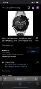 Motorola Moto 360 2nd Gen. 46mm Stainless Steel Case Silver Link Bracelet -...