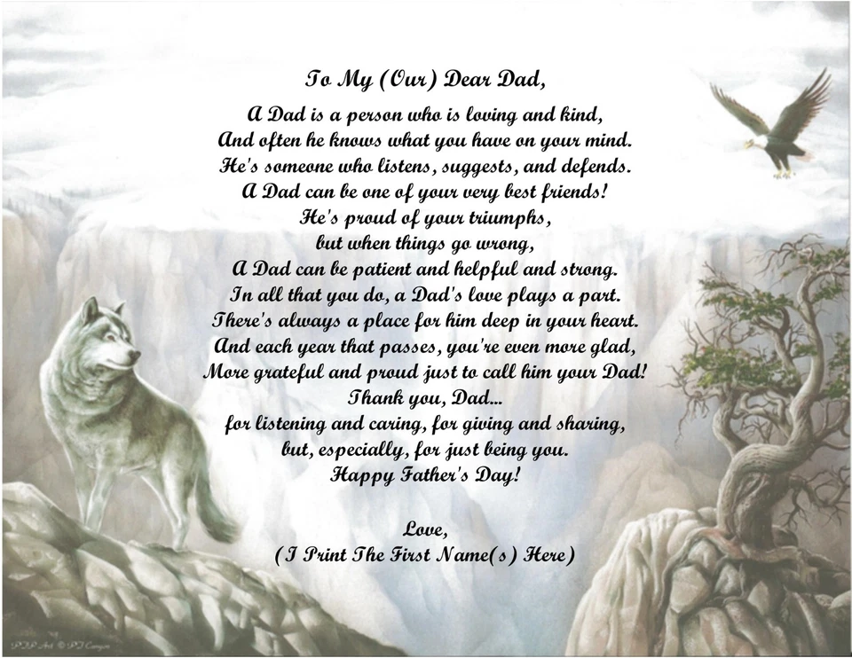Father's Day Gift 4 Dad from your Son, Daughter, 2+Children Personalized Poem #8 - Image 1 of 1