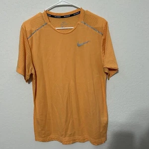 Nike Running Short Sleeve Women’s T-shirt Size M Orange Gray Swoosh Nike Light - Picture 1 of 6