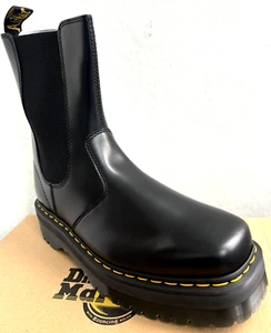 STIVALI CHELSEA DR MARTENS NERI 2976 HI QUAD QUADRATI IN PELLE TAGLIA UK 10 EU 45 - Foto 1 di 7