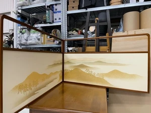 Japanischer Byobu Klappschirm Furo Saki Rikyubai Berg Design Teezeremonie - Bild 1 von 11