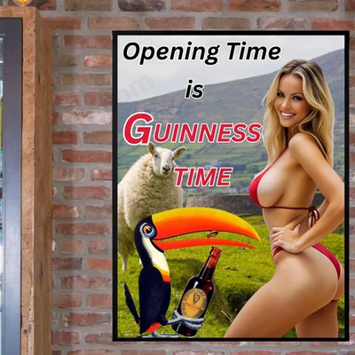 Póster publicitario de cerveza Guinness estilo vintage - Póster de mujer sexy - 18x24 Foto 1 de 3