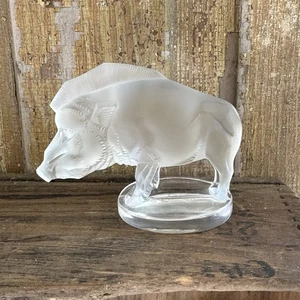 Estatuilla LALIQUE Francia Cristal Esmerilado Jabalí Cerdo Salvaje Razorback 3.5" Firmada - Imagen 1 de 11