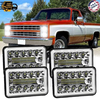 4 peças 4x6" faróis de LED DRL Hi/Lo para Chevy C10 K5 Blazer K10 K20 K30 1981-1986 - Imagem 1 de 4