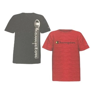 Champion Boy's 2-Pack Short Sleeve Crewneck Athletic Tees (Black-Concrete/Red, - Picture 1 of 3