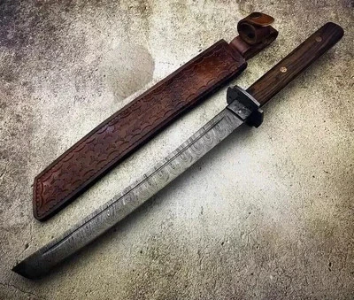 CUSTOM HANDMADE DAMASCUS STEEL KATANA STYLE HUNTING MACHETE KNIFE TANTO KNIFE - Image 1 of 4
