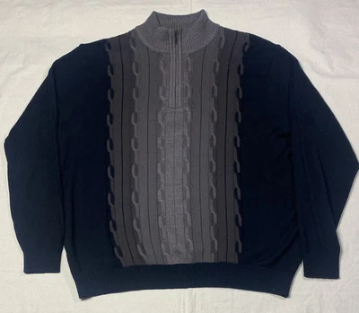 St Croix Shop Knit Sweater Mens XL Multicolor Black 100% Wool CrewNeck USA Made - Image 1 of 4