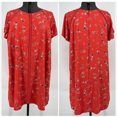 ModCloth Wildflower Shift Dress Plus Size 4X Red Floral Flutter Sleeve Pockets - Image 1 of 4