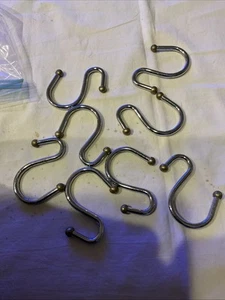 Set of 8 Shower Curtain Hooks Silver Metal Shower Hooks Shower Curtain - Picture 1 of 3