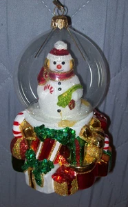Neiman Marcus Glas Weihnachtsschmuck ~ Schneemann innen Schneekugel 2021 - Bild 1 von 5