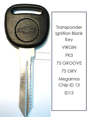 全新凯迪拉克 Deville 2000 汽车点火 PK3 ID13 TRANSPONDER CHIP BLANK 钥匙 ID 13 — 第 1/4 张图片