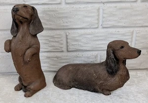 2er Set Sandicast Dackel Figuren Sandra Brue bettelnde & liegende Hunde USA - Bild 1 von 17