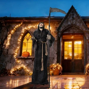 Yescom Halloween Grim Reaper 6 piedi animato con falce movimento attivato AC100V-240V - Foto 1 di 9