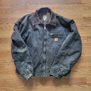 Vintage Carhartt Detroit Jacke Decke gefüttert Herren Large J97 BLK *FLECKEN* - Bild 1 von 15
