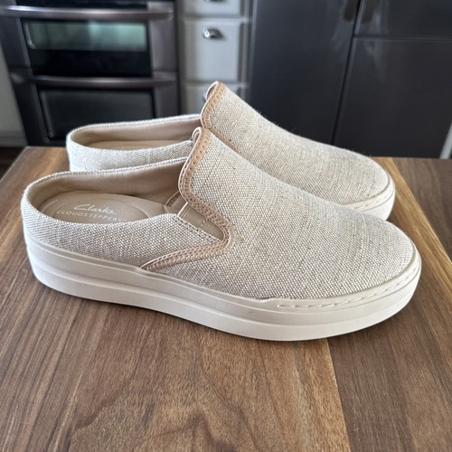 Clarks Cloud Steppers Audreigh Cove beige naturale piatto donna taglia 10 nuovo senza scatola
