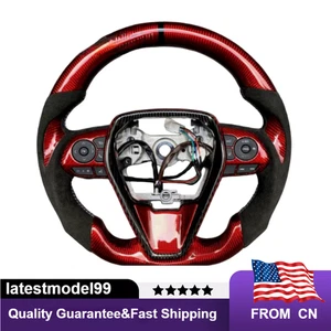 Volante de fibra de carbono rojo para Toyota 8ª generación Camry 2018-2024 - Imagen 1 de 6