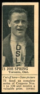 1925 BASEBALL PLAYER Chocolate Card V31 JOE SPRING Dominion COUPON Toronto #73 - Picture 1 of 2
