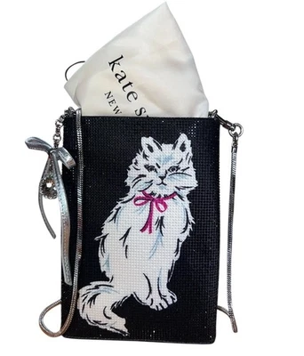 Bolso Bandolera Kate Spade Whiskers Cat Crystal NS North South Negro + Bolsa de Regalo KS Foto 1 de 4
