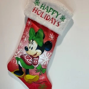 Disney Minnie Mouse Happy Holidays Weihnachtsstrumpf rot grün weiß 2017 Ruz - Bild 1 von 9