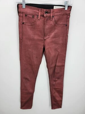 Rag and Bone Jeans Womens 26 Maroon Metallic Skinny Stretch Five Pocket Denim - Image 1 of 4