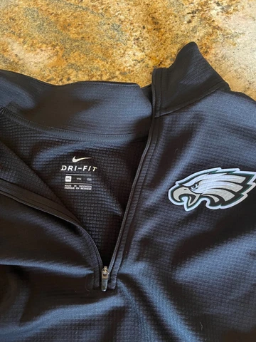 Nike Dri Fit NFL Philadelphia Eagles On Field 1/4 Zip Pullover Men XXL Black Cover