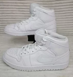 Nike Air Jordan 1 Mid Triple White Trainers * Size UK 10 EU45 US11 * RRP £129 - Picture 1 of 22