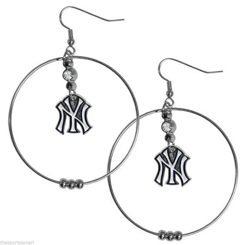 New York Yankees 2 inch Hoop Earrings MLB Licensed Baseball Jewelry Cover