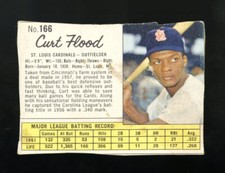 1962 JELL-O #166 CURT FLOOD SHORT PRINT ST. LOUIS CARDINALS ONE OF THE KEY CARDS