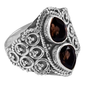 Smoky Quartz Solid 925 Sterling Silver Ring Jewelry Size-7 AR-7164 - Picture 1 of 1
