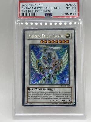 Avenging Knight Parshath 2008 PSA 8 NM-MINT Secret Rare TDGS-EN000 Yugioh - Image 1 of 4