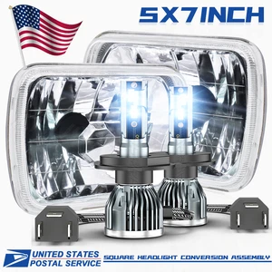 For Chevrolet C10 C20 C30 Pickup 1980-1986 Pair 5x7" 7x6inch Led Headlamps - Picture 1 of 12