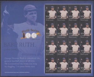 SIERRA LEONE SC #2759 FOGLIO CPL nuovo di zecca di 16 BABE RUTH - SULTANO di SWAT - Foto 1 di 1
