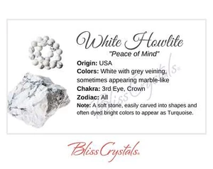 WHITE HOWLITE Crystal Information Card, Double sided #HC155 - Picture 1 of 2