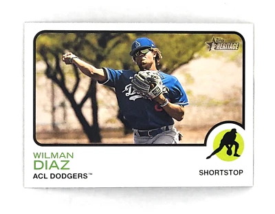 2022 Topps Heritage Minors Wilman Diaz Short Print #219 Los Angeles Dodgers SP - Image 1 of 2