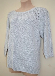 New M&S Per Una Silver GreyTextured Pointelle Jumper Sz UK 24 - Picture 1 of 4