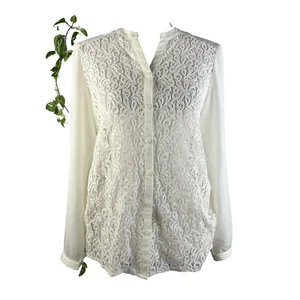 Chico's Blouse Top Tunic 6 8 0 Cream Ecru Lacey Analia Wedding Evening Church - Picture 1 of 14