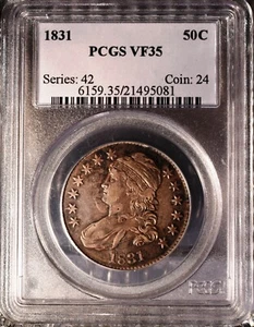 1831 Capped Bust Half Dollar PCGS VF35 - Picture 1 of 4