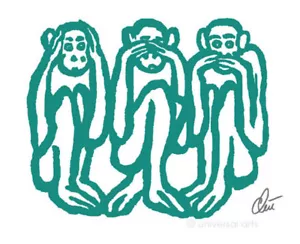 JACQUELINE DITT- Wise Monkeys l.p. A3 sign.ltd.Original Druck Grafik weise Affen - Bild 1 von 3