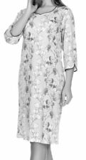 Ascafa Nachthemd Halbarm Blumen Baumwolle Modal Jersey 105 cm grau / weiß / gelb