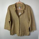Chico's Women’s Jacket Xl 3 Gold Blazer Open Knit Button Up Long Sleeve $128 New