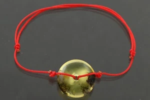 Genuine BALTIC AMBER Button Unisex Red String Adjustable Bracelet 2.6g 200226-19 - Picture 1 of 2