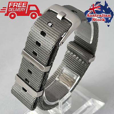 Nylon Premium Military Diver Watch Strap Band, Silver,18-24mm, Tracking AU Stock • 11.72€