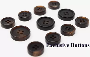 Ultra Thick Luxurious Dark Brown Horn Buttons For Suit, Blazer, or Sport Coat - Picture 1 of 2