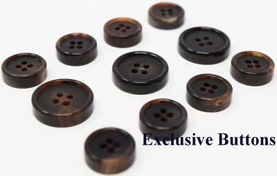 Ultra Thick Luxurious Dark Brown Horn Buttons For Suit, Blazer, or Sport Coat - Image 1 of 2