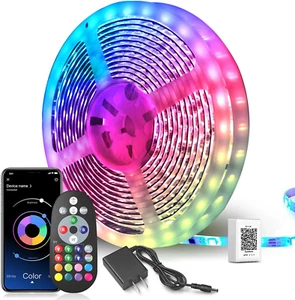 100 Ft LED Lights for Bedroom Music Sync Color Changing RGB LED Strip Rope Light - Picture 1 of 11