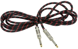 Classic Braided Guitar Lead Black/Red 3.0m Die Cast Mono Jack Plugs Cotton - Picture 1 of 3