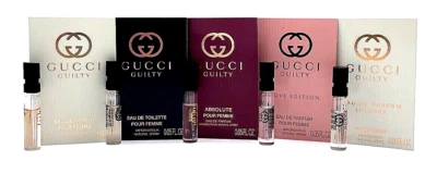 Juego de 5 Gucci Guilty Pour Femme Love Edition, Absolute Intense EDP Muestra Spray Foto 1 de 4