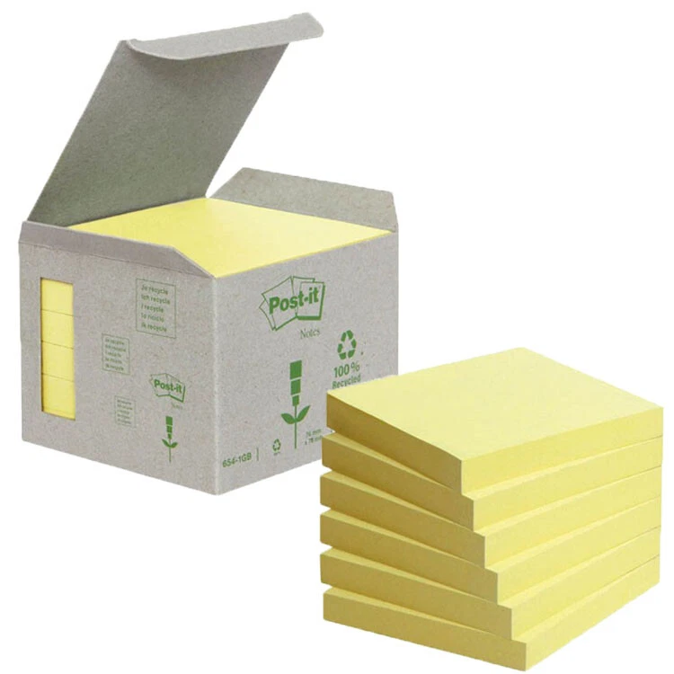 6x Post it Haftnotizen Block Recycling 76x76mm gelb Klebezettel 6 Blöcke 3M - Bild 1 von 1