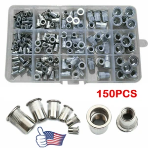 Aluminum Rivet Nut Kit Metric Rivnut Nutsert Assort M3 M4 M5 M6 M8 Pack 150 pcs - Foto 1 di 12